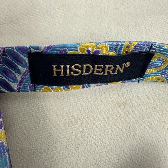 HISDERN Pre-Tied Bow Tie Adjustable Paisley Silk Handmade Patterned - Picture 5 of 10